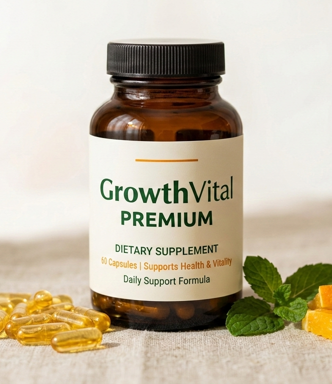GrowthVital Premium — suplemento alimentar em frasco de 60 cápsulas